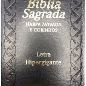 Bíblia letra hipergigante PU Luxo com índice com harpa - 05 preta